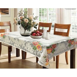 CASA-NEST Cotton Dining Table Cover for 6 Seater - Cream
