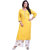 ZRI Yellow Embroidered kurta with palazzo For Women
