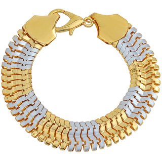                       MissMister Gold Plated Snake Body Design, Both Side Wearable, Bracelet for Men and Women                                              