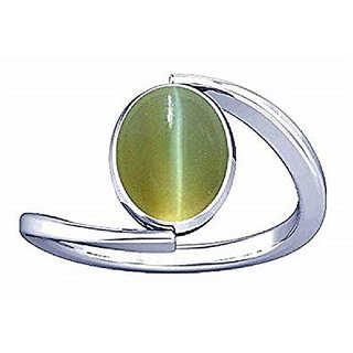                       5.25 ratti cat's eye ring natural & original lehsunia stone silver plated ring for unisex by CEYLONMINE                                              
