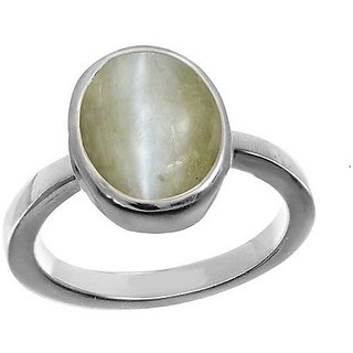                       CEYLONMINE green cat's eye silver ring original  unheated gemstone 5.25 ratt ribg for unisex                                              