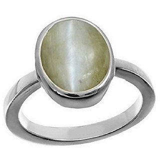                       5.25 ratti cat's eye ring natural  original IGL lehsunia stone silver plated ring for unisex by CEYLONMINE                                              