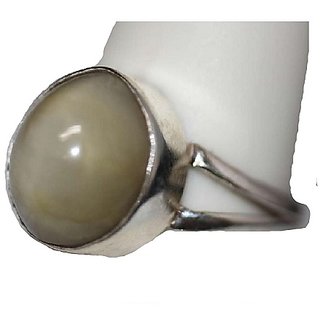                       Precious cat's eye stone ring Silver  plated original  lab certified 5.25 ratti stone silver ring for unisex by CEYLONMINE                                              
