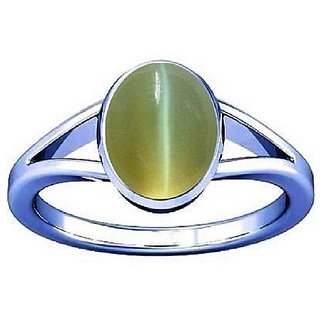                       Certified cat's eye ring natural  100 original stone 6.25 ratti ring silver plated by CEYLONMINE                                              