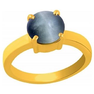                       CEYLONMINE green cat's eye gold plated ring original  unheated gemstone 6.25 ratt ring for unisex                                              