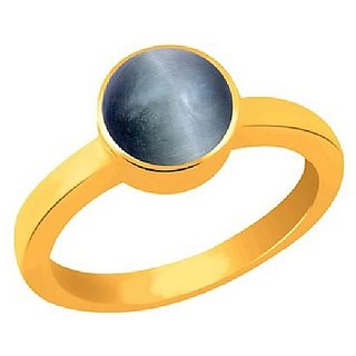                       cat's eye stone ring gold plated original  lab certified 6.25 ratti stone gold plated ring for unisex by CEYLONMINE                                              