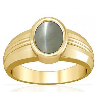                       Cat's eye 5.75 Ratti gemstone ring IGL Cat's eye/Lehsunia Gold plated ring For Unisex BY CEYLONMINE                                              