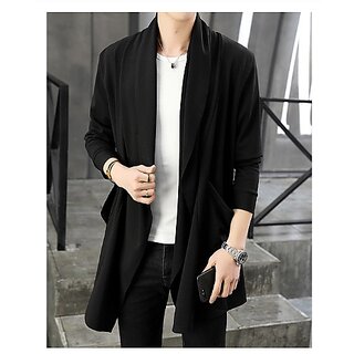Pause Black Solid Shawl Collar Slim Fit Full Sleeve Men'S Cardigan