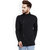 Pause Black Solid Mandarin  Slim Fit Full Sleeve Men'S Knitted Shirt