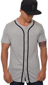 Pause Silver Solid V Neck Slim Fit Half Sleeve Men'S Baseball Jersey