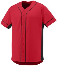 Pause Red Solid V Neck Slim Fit Half Sleeve Men'S Baseball Jersey