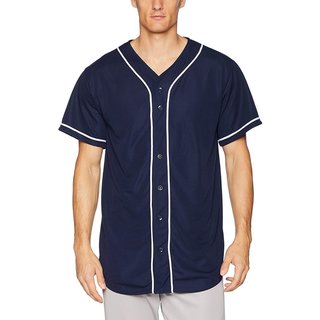 Pause Blue Solid V Neck Slim Fit Half Sleeve Men'S Baseball Jersey