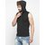 PAUSE Black Solid Hooded Slim Fit Sleeveless Men's T-Shirt
