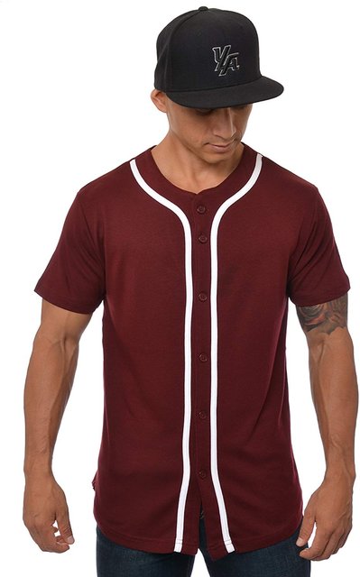 maroon baseball shirt