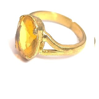                       yellow sapphire ring natural  original gemstone pukhraj gold plated ring 5.25 ratti by Ceylonmine                                              