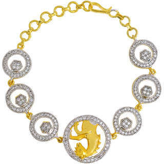                       MissMister Gold Plated CZ Studded Circular dials Horse Design Fashion Women Bracelet for Women                                              