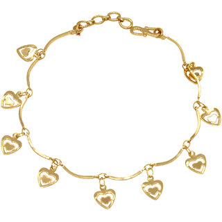 ToniQ Gold Plated American Diamond Heart Shaped Adjustable Bracelet For  Women