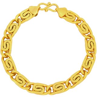                       MissMister Gold Plated Flat Interlinked Design fine Finish Brass Bracelet for Men and Women                                              