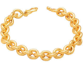                       MissMister Gold Plated Round Link Rolo Chain Bracelet for Men                                              