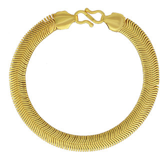                       MissMister Gold Plated Brass Flat Snake Chain Design Super Fashion Bracelet Men Women                                              