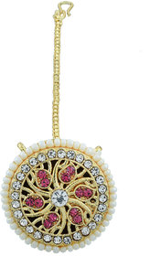 MissMister Gold Plating CZ Pearls Traditional Bindi BORLA Maangtika Jewellery for Women