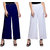 Jakqo Women's Bottom Wear Synthetic Palazzo (Free Size, Pack of 2, Navy Blue, White)
