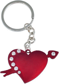 MissMister Red Brass, CZ Cupid Heart shape with arrow, Fashion keyring, keychain Men women