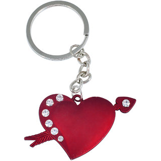                       MissMister Red Brass, CZ Cupid Heart shape with arrow, Fashion keyring, keychain Men women                                              