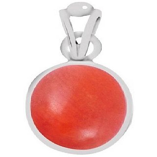                       red coral pendant  natural Moonga/ munga Stone 7.25 Ratti Pendant Certified Moonga/ munga silver Pendant For Unisex BY Ceylonmine                                              