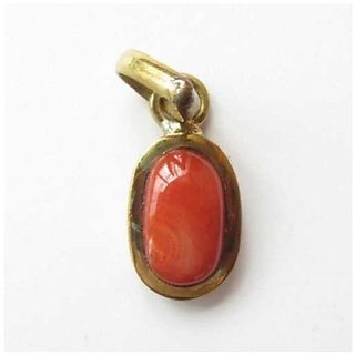                      7.25 ratti Natural red coral /Moonga/ munga gold plated Pendant By ceylonmine                                              