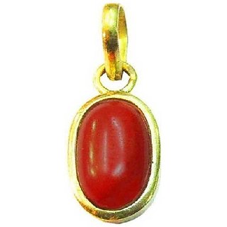                       Original Stone coral pendant  7.25 ratti  Stone Moonga/ munga Plated Pendant By Ceylonmine                                              