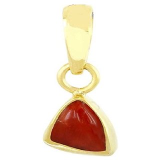 Natural Original 7.25 ratti red coral munga gold plated Pendant By ceylonmine Natural Original 7.25 ratti red coral munga gold plated Pendant By ceylonmine