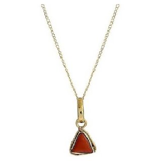                       Ceylonmine - red coral /Moonga/ munga gold plated Pendant  7.25 Ratti Natural Stone Pendant For Astrological Purpose                                              