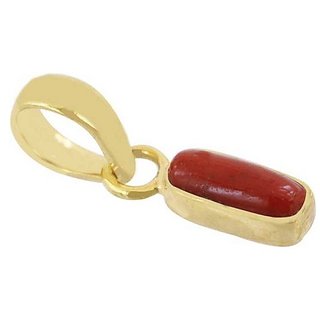 Lab Certified Original Moonga/ munga pendant unheated Coral stone gold plated Pendant For Astrological Purpose By ceylonmine