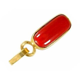                       Ceylonmine - coral munga  pendant natural Moonga/ munga stone pendant gold plated Pendant For Astrological Purpose                                              