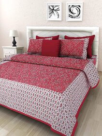 Frionkandy Red Cotton Double Bed Sheet With 2 Pillow Covers (82 Inch X 92 Inch SHKAP1018)