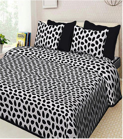 frionkandy 100% Cotton Stone Print 120 TC Double Bed Sheet With 2 Pillow Covers - (82 Inch X 92 Inch, Black) SHKAP1041