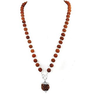                       Original Rudraksha Silver Plated Beads Mala Lab Certified A1 Quality 5 Mukhi Shiv power Beads mala By CEYLONMINE                                              