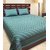 FrionKandy 100 Cotton Striped Print 120 TC Double Bed Sheet With 2 Pillow Covers - (82 Inch X 92 Inch, Turquoise) SHKAP1009
