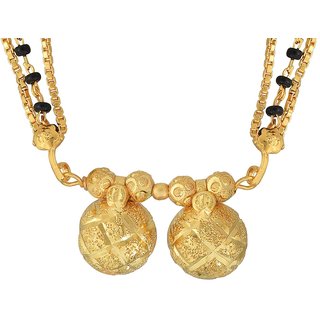                       MissMister Brass, 24KT Yellow Gold Plated, Dual (2) Wati, Stylish Designer, Traditional Mangalsutra Tanamniya Women Stylish                                              