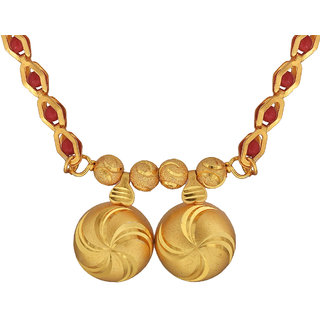                       MissMister Gold Plated Brass, Spiral Design, Double wati, Red Long Bead, Fashion Mangalsutra Women Traditional Latest                                              