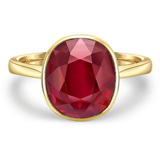                       CEYLONMINE- Ruby Stylish Ring 6.25 Carat Manik Gold Plated Designer Ring For Unisex                                              