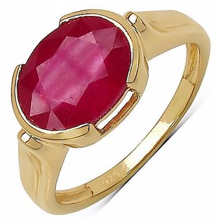                       Ruby 6.25 Carat Stone  Ring Original  Natural Manik Gold Plated Ring Adjustable Ring For Unisex By CEYLONMINE                                              