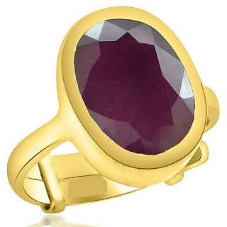                       IGI Ruby Stone stylish ring gold plated 6.25 carat Ruby ring for men  women by CEYLONMINE                                              