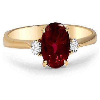                       Ruby 6.5 Ratti Stone  Ring Original & Natural Manik Gold Plated Ring Adjustable Ring For Unisex By CEYLONMINE                                              