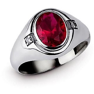                       Ruby Stone  stylish ring silver plated 6.25 carat ruby ring for men  women by CEYLONMINE                                              