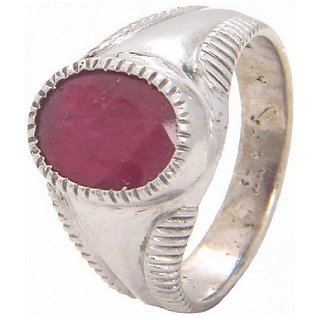                       CEYLONMINE 6.25 Ratti Ruby/Manik Silver Plated Ring With Lab Certificate For Astrological Purpose                                              