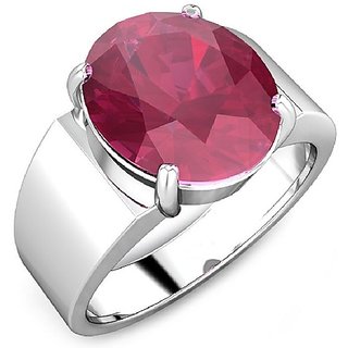                       Certified Ruby 6.5 Ratti Stone Ring Original & Natural Manik Silver Plated Ring Adjustable Ring For Unisex By CEYLONMINE                                              
