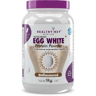 HealthyHey 100 Egg White Protein - Instant Mix - 80 Protein - Non GMO  Lactose Free - 1 Kg (Unflavoured)