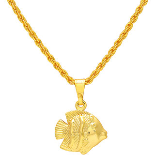                       MissMister Gold Plated Fish Chain Pendant Locket Necklace, God Pendant, Temple Jewellery, for Men and Women                                              